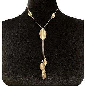Boho Slider Necklace Gold Tone Leaf Shaped Petals